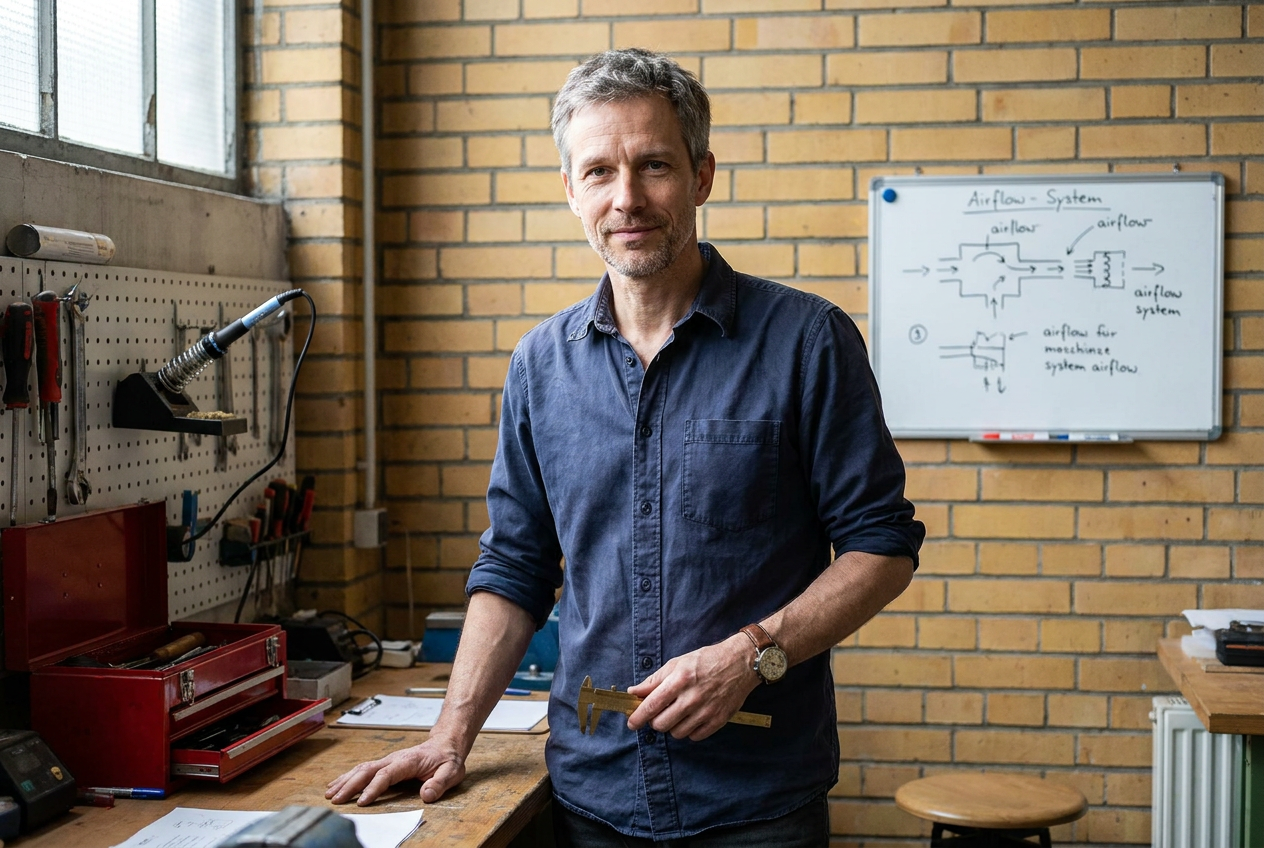 Jeroen Bakker, uitvinder van de Coolizi, in zijn Amsterdamse werkplaats